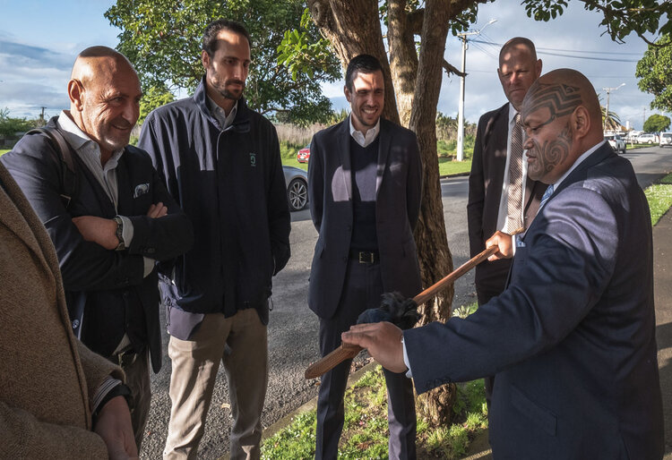 Photo of Richie Waiwai our Poutiaki, Tikanga Māori (Principal Advisor) with a group of stakeholders
